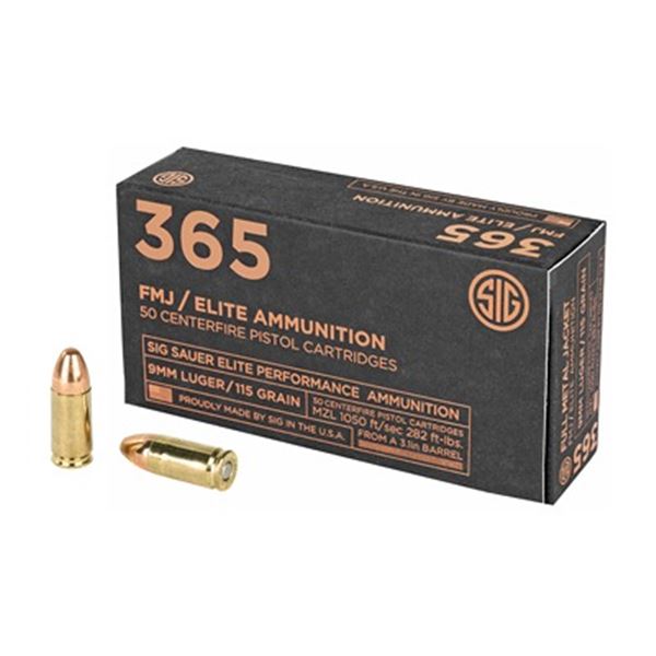 SIG AMMO 9MM 115GR FMJ - 50 Rds