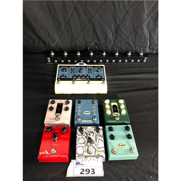 TREX , SQUEEZER, SPIN DOCTOR, ROOMATE, TWINBOOST, TREMSTER, VIPER AND DOCTOR SWAMP