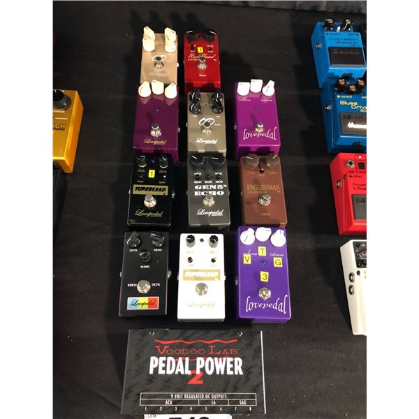 11 LOVE PEDAL EFFECTS PEDALS AND VOODOO LAB PEDAL POWER 2 OUTPUT STATION