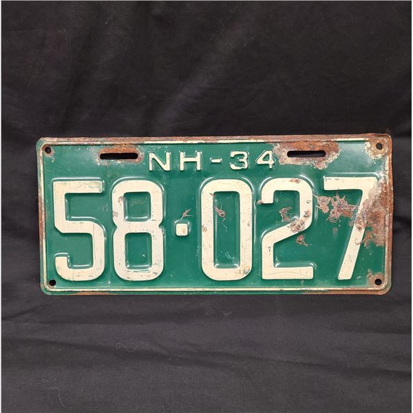 1934 NEW HAMPSHIRE LICENSE PLATE