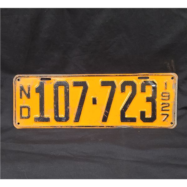 1927 NORTH DAKOTA LICENSE PLATE