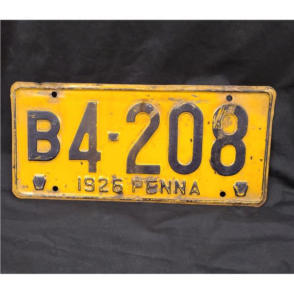 1926 PENNSYLVANIA LICENSE PLATE