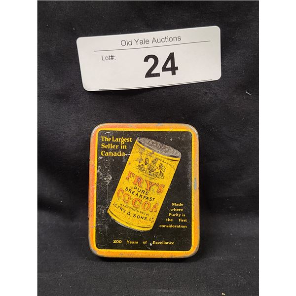 EARLY UNIQUE FRY'S COCOA SAMPLER TIN W/MATCHSTRIKER BOTTOM