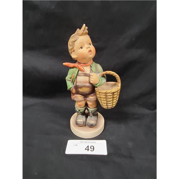 VINTAGE LARGE BOY WITH BASKET HUMMEL APPROX 7.25"