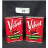 Image 1 : TWO VINTAGE VELVET TOBACCO POCKET TINS