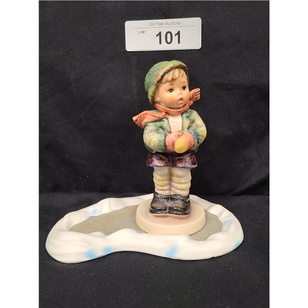 TWO PIECE VINTAGE BOY ON ICE HUMMEL FIGURE APPROX 6" X 6"