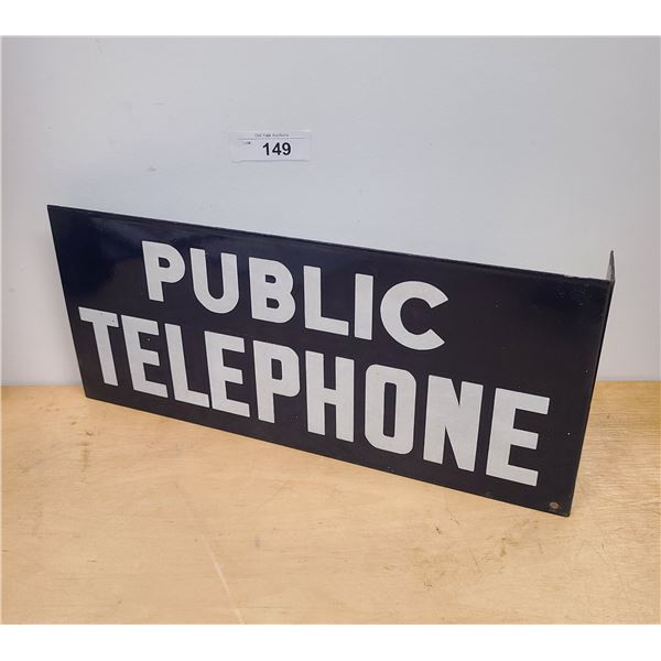 EARLY PORCELAIN PUBLIC TELEPHONE FLANGE SIGN