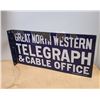 Image 2 : RARE ANTIQUE GREAT NORTHWESTERN TELEGRAPH & CABLE OFFICE PORCELAIN FLANGE SIGN