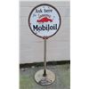 Image 2 : HARD TO FIND 1920'S MOBILOIL GARGOYLE DOUBLE SIDED PORCELAIN CURB SIGN W/ORIGINAL BASE, NO SHIPPING