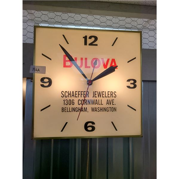 VINTAGE BULOVA FROM SCHAEFFER JEWELER'S AUTHORIZED DEALER CLOCK