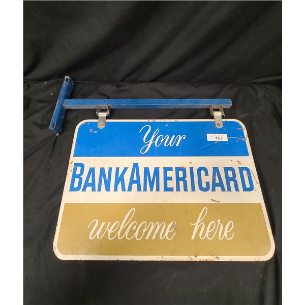 1966 BANK AMERICARD DOUBLE SIDED HANGING SIGN