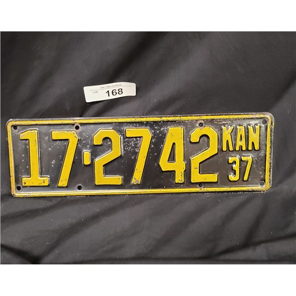 1937 KANSAS LICENSE PLATE