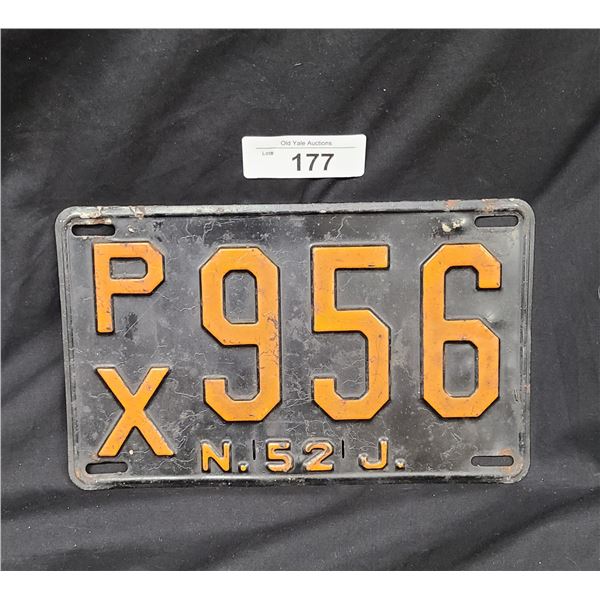 1952 NEW JERSEY LICENSE PLATE
