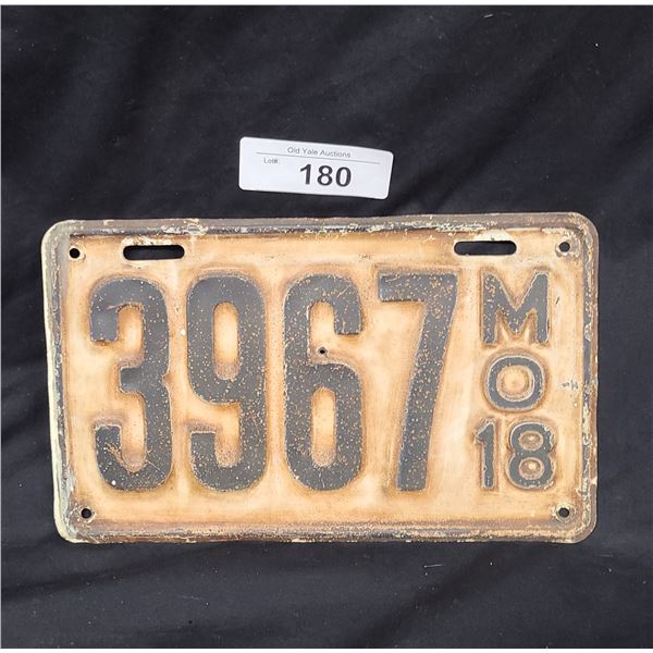 1918 MISSOURI LICENSE PLATE