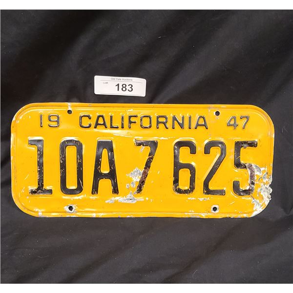 1947 CALIFORNIA LICENSE PLATE