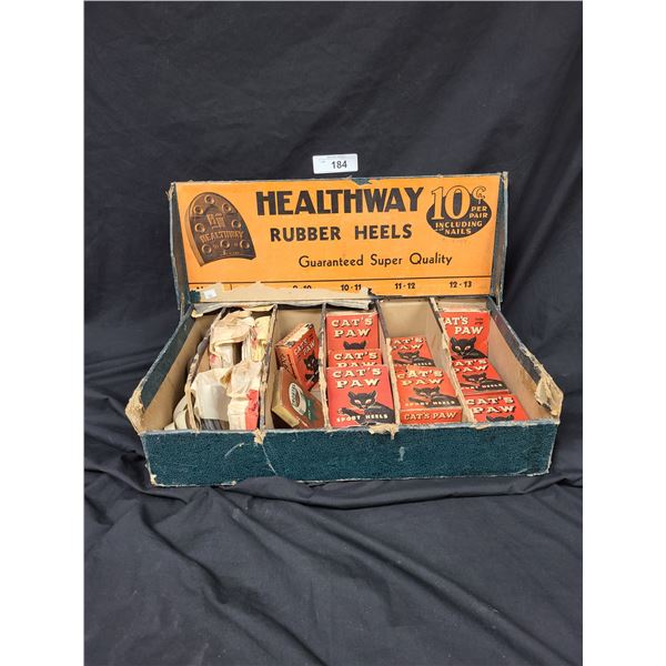 VINTAGE HEALTHWAY RUBBER HEELS STORE DISPLAY W/CATSPAW BRAND AS WELL