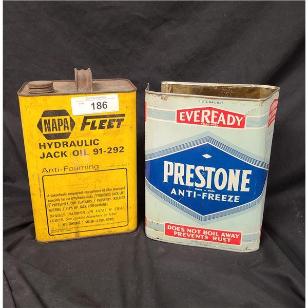 TWO VINTAGE 1GALLON CANS-NAPA & PRESTONE