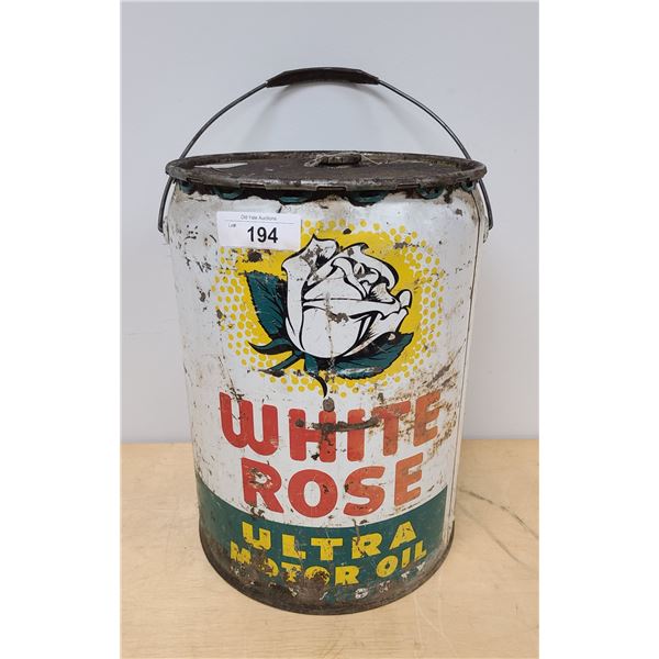 VINTAGE WHITE ROSE ULTRA MOTOR OIL 5GALLON PAIL