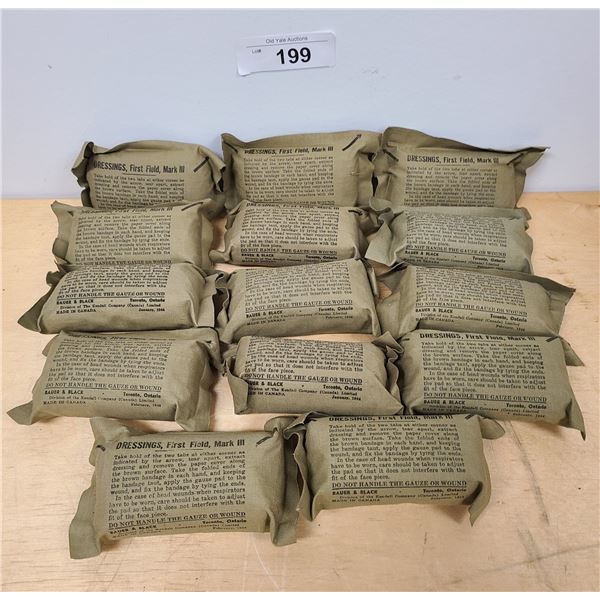 14 1944 NOS CANADIAN ARMED FORCES FIRST AID FIELD DRESSINGS/BANDAGES