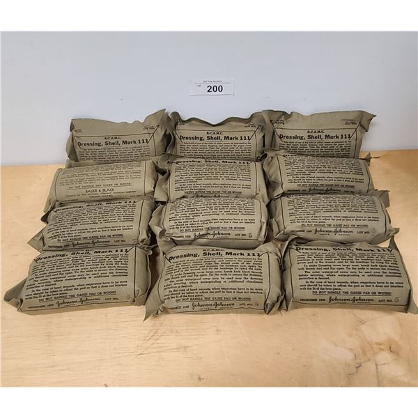 12 1956 NOS CANADIAN ARMED FORCES MARK III FIELD DRESSING/BANDAGES