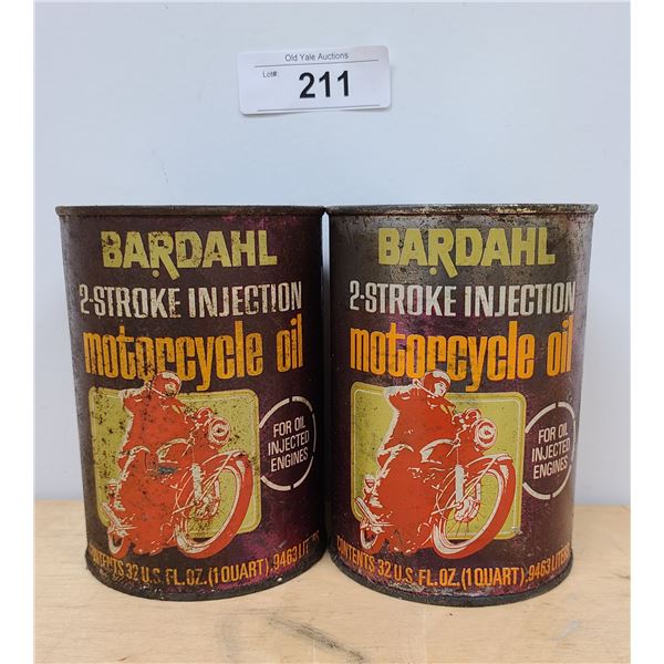 TWO VINTAGE BARDAHL MOTORCYCLE OIL QUARTS