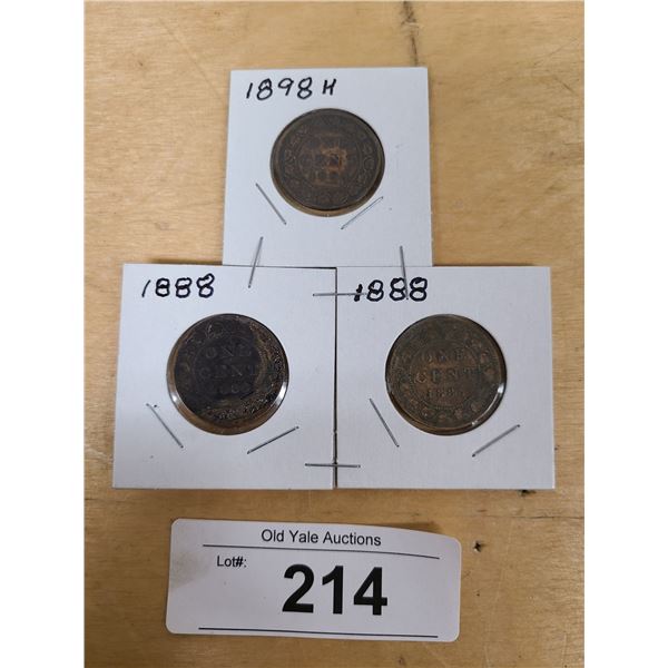 TWO 1888 & 1898 CANADIAN LARGE PENNIES