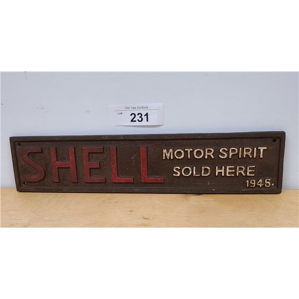 SHELL EMBOSSED CAST IRON SIGN