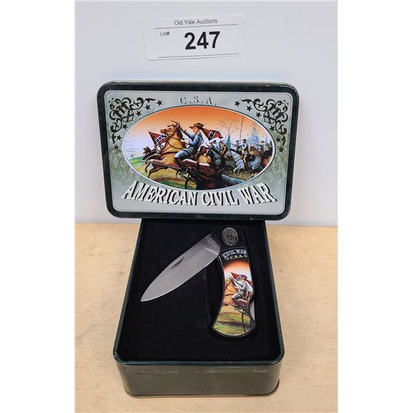 AMERICAN CIVIL WAR POCKET KNIFE IN COLLECTIBLE TIN