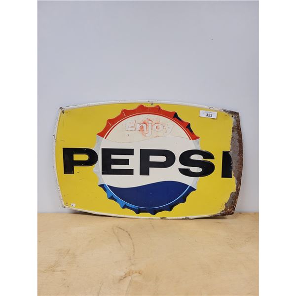 VINTAGE EMBOSSED PEPSI METAL SIGN