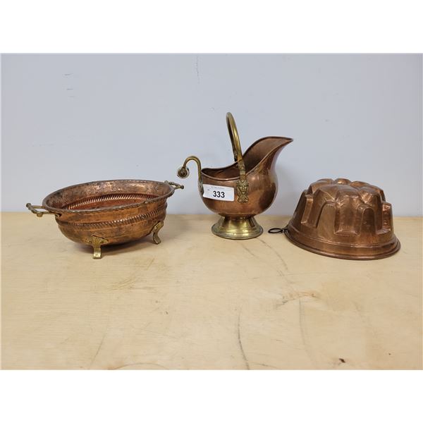 THREE VINTAGE COPPER WARE