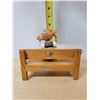 Image 2 : VINTAGE WOODEN BENCH & "NIMBLE FINGERS" HUMMEL FIGURINE APPROX 6" X 5.5"