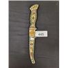 Image 3 : VINTAGE HIGHLY DECORATED BRASS/ENAMEL DISPLAY KNIFE IN SHEATH