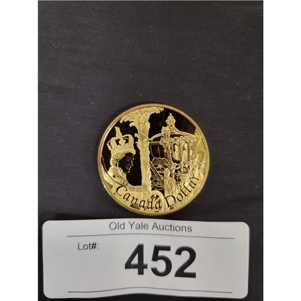 CANADA 2002 GOLD PLATED SILVER DOLLAR PROOF, ULTRA HEAVY CAMEO UNCIRCULATED