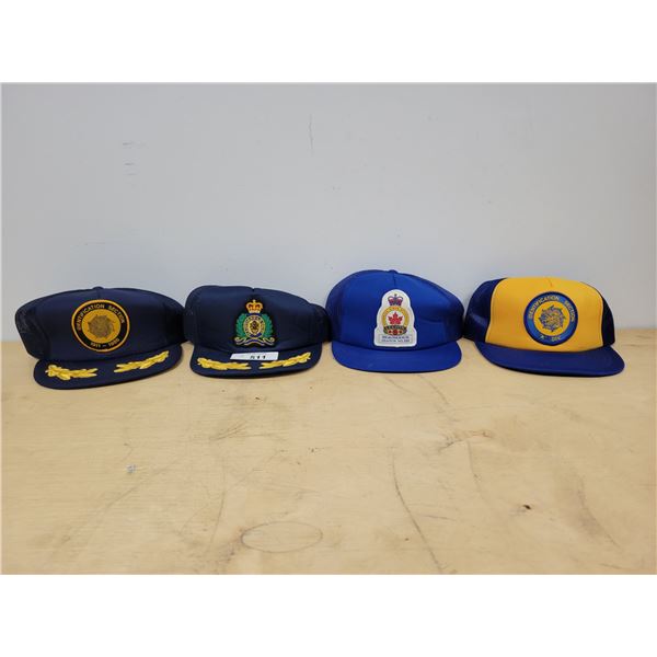 FOUR ORIGINAL RCMP & LEGION BASEBALL CAPS