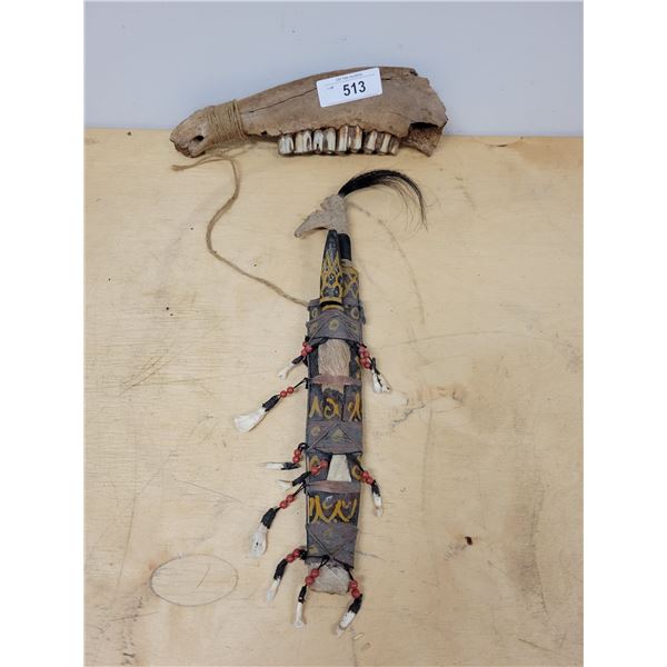 CEREMONIAL DAGGER AND JAWBONE WEAPON