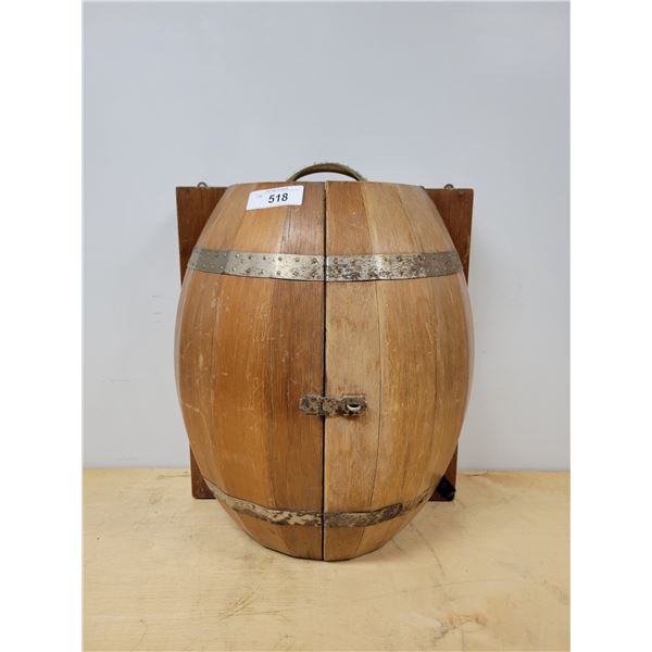 VINTAGE ONE-OF-A-KIND WOODEN BARREL LIQUOR CABINET