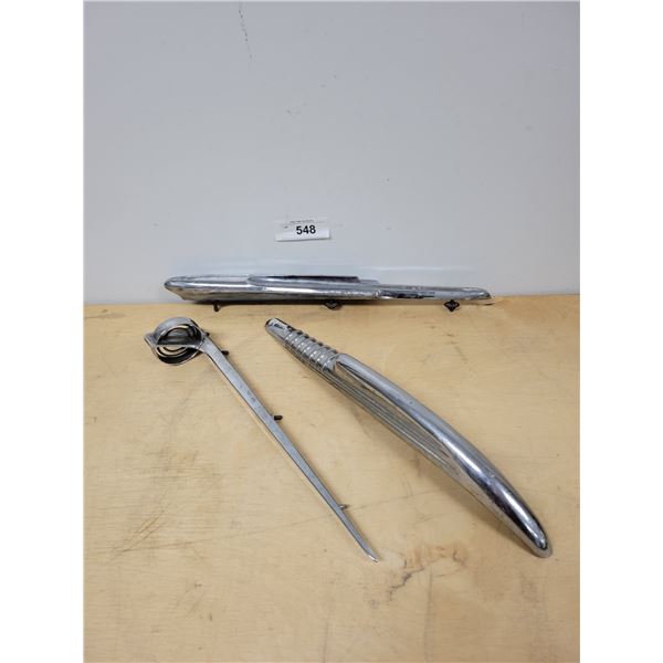 THREE VINTAGE CHROME CAR HOOD ORNAMENTS