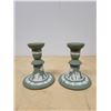 Image 1 : VINTAGE PAIR WEDGWOOD JASPERWARE CANDLESTICKS