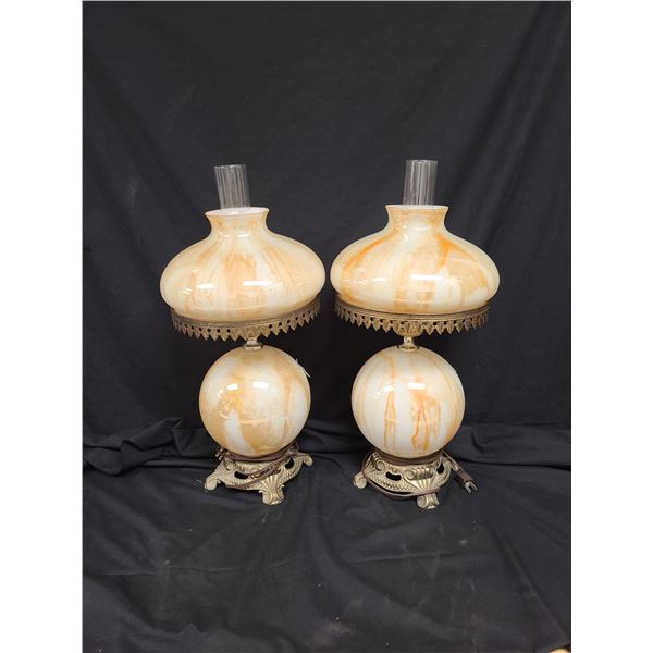 PAIR 1970'S REPLICA GONE WITH THE WIND STYLE ELECTRIC TABLE LAMPS, NO SHIPPING