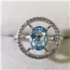 Image 1 : JS130-683 SILVER RHODIUM PLATED BLUE TOPAZ