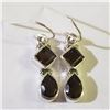 Image 1 : JS130-661 SILVER SMOKEY QUARTZ EARRINGS
