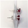 Image 4 : 10K WHITE GOLD RUBY(2.5CT) ROUND 6X6MM EARRINGS
