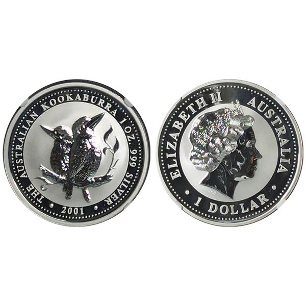 Australia, 2001, $1, Kookaburra, Silver Coin, NGC MS68