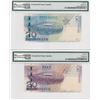 Image 2 : 2008, Bank of China (HK & Macau), a pair of 20 Dollars & 20 Patacas, S/N: AA/ CN 422377. both PMG 66