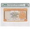 Image 1 : 1977, HK & Shanghai Banking Corp, 1,000 Dollars, S/N: A460274  PMG 58.  Rare Prefix A
