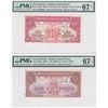 Image 1 : ND (1956), Great Britain, 10/- Shillings & 1Pound , G/2 206693, E/1 831059  PMG 67EPQ