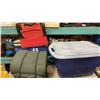 Image 1 : LOT OF CAMPING GEAR, SLEEPING BAGS, FOLDING CHAIR AND MORE