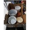 Image 2 : BOX OF VARIOUS METAL AND PORCELAIN PLANTERS WITH HANDY PACK PLASTISPAN INSULATION
