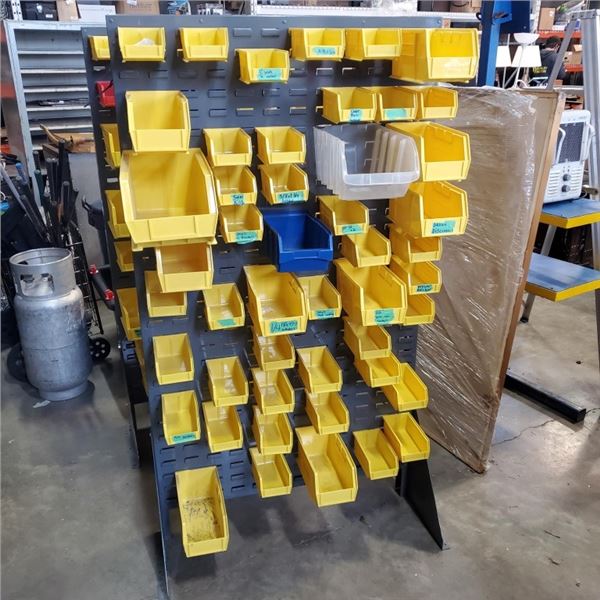 6FT METAL PARTS BIN RACK WITH 48 ULINE PARTS BINS