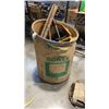 Image 1 : CADBOARD BARREL FULL OF TOOLS, HAMMERS, IRON UMBRELLA STAND